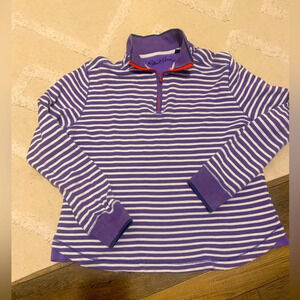 Robert graham striped purple white quarter zip sweater M classic shirt preppy